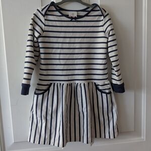 Hanna Andersson Navy and White Casual Sweater Dress